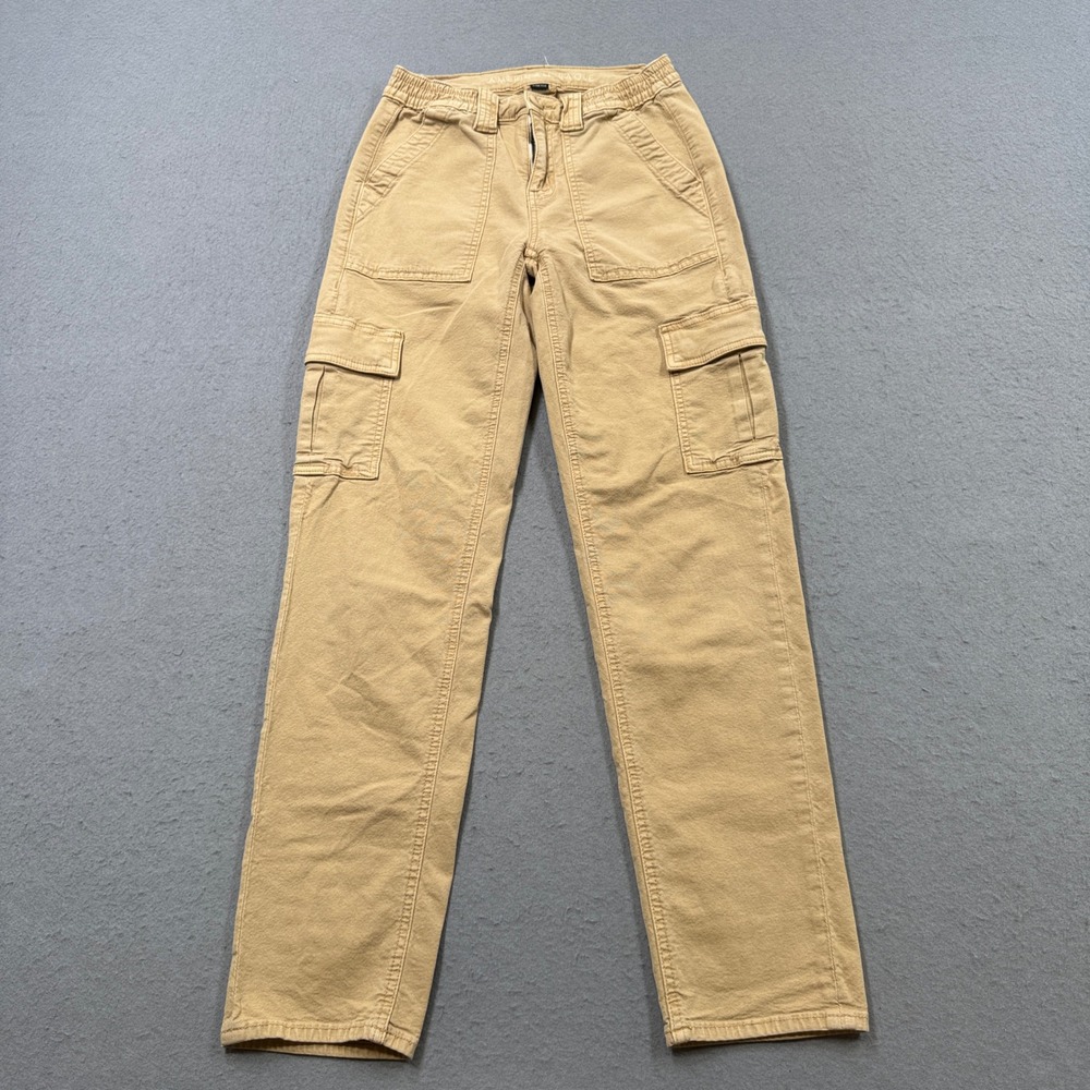 American Eagle Cargo Pants Women's 00 Tan Stretch High Rise Straight Leg Utility